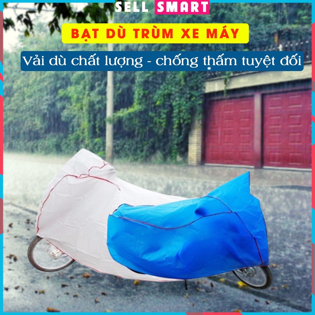 Bạt phủ xe máy, xe ga, xe điện chống mưa nắng có 2 màu xanh và xám, phù hợp với nhiều loại xe máy