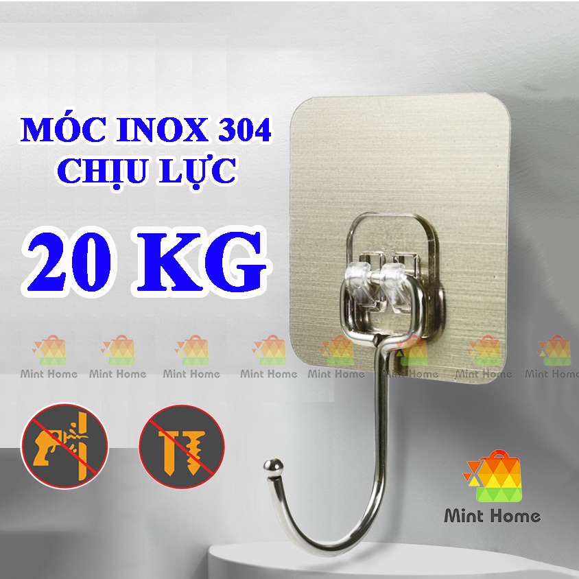 Móc dán tường inox 304 không gỉ siêu dính chịu lực 20 kg loại cực tốt