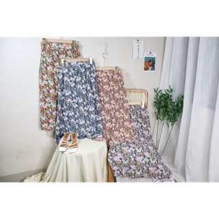 Chân váy hoa nhí vintage nhiều màu hàng Quảng Châu - Chân váy dài vintage