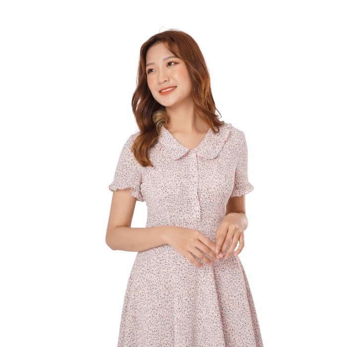 Váy Nữ Hoa Dáng Xòe Phối Cổ Bèo SILBER