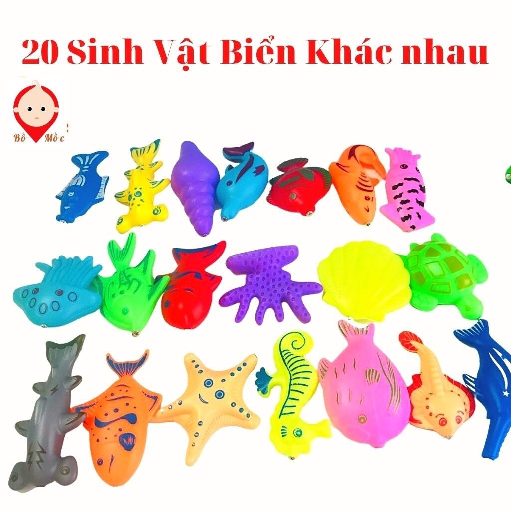 Set 36 Món Đồ Chơi Câu Cá Nhựa Tặng Kèm Rỏ - Câu Cá Nam Châm Vui Nhộn Cho Bé Yêu - Shop Bố Mốc