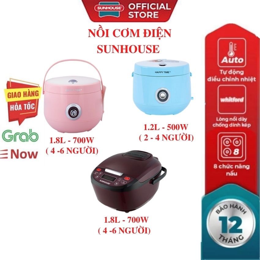 Nồi cơm điện SUNHOUSE HTD8522G-2022 dung tích 1.8L lòng nồi 7 lớp chống dính siêu bền giữ nhiệt tốt nấu cơm nhanh