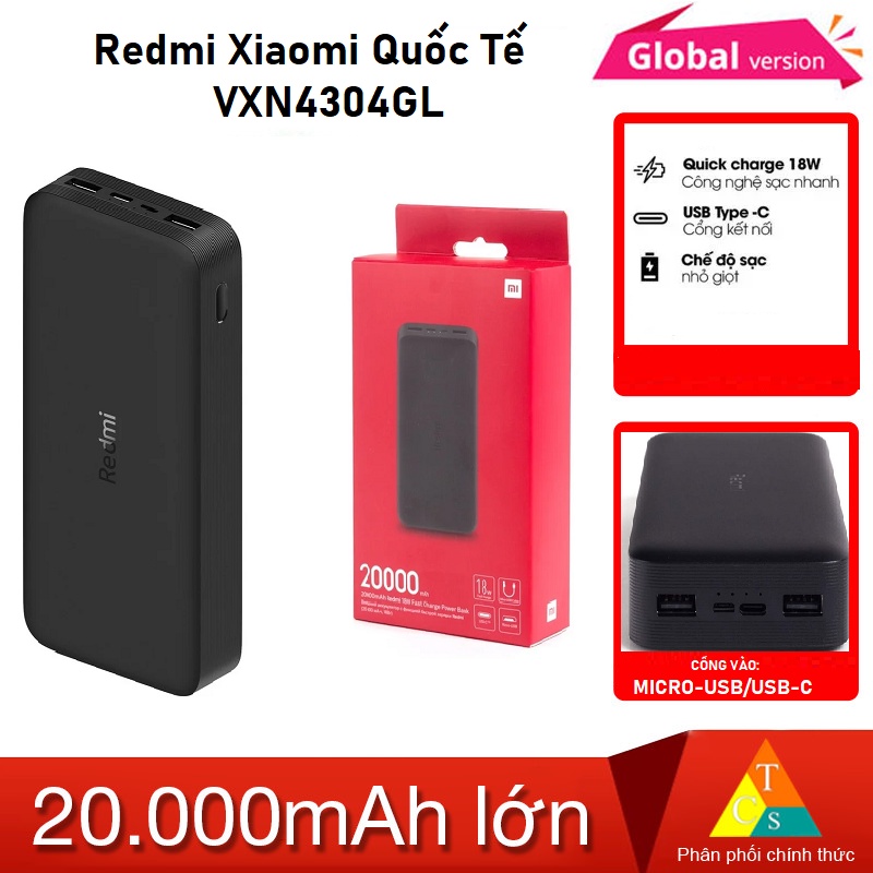 Pin sạc dự phòng 20000mAh Xiaomi Redmi VXN4304GL