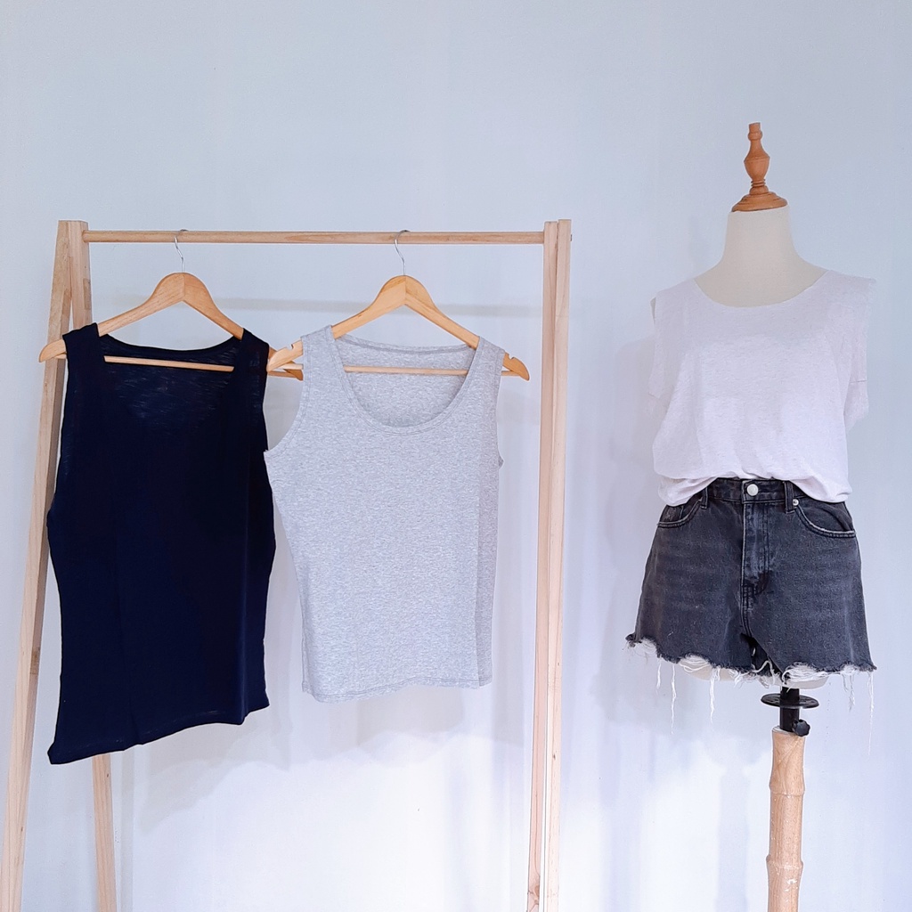 Áo ba lỗ nữ form rộng trơn áo 3 lỗ nữ trơn thun cotton 2 size | BigBuy360 - bigbuy360.vn