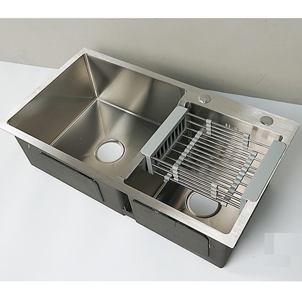 [Rẻ nhất Shopee] Chậu rửa bát INOX 304 2 hố hàng đúc, Chậu rửa bát INOX 304 Nano đen, Chậu rửa bát INOX 304 bóng