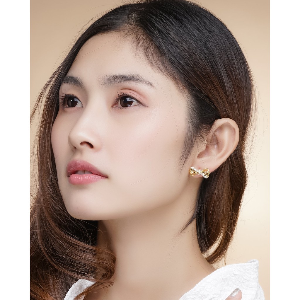 Bông tai nữ UHA mạ vàng 18K , đính kim cương nhân tạo B1017133-85