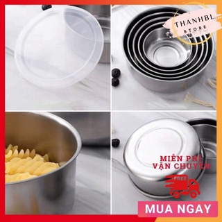 Set 5 bát inox có nắp đậy silicon TN329 - ThanhBL Store