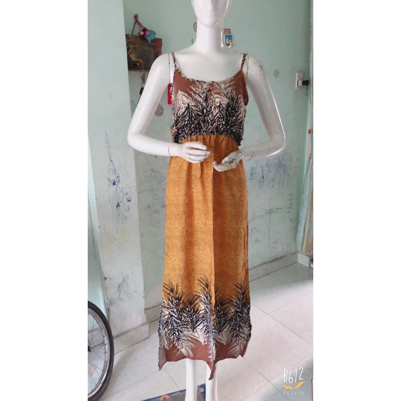 [chọn màu]Đầm maxi lanh lụa 2 dây bèo dài (48-65ky) | BigBuy360 - bigbuy360.vn