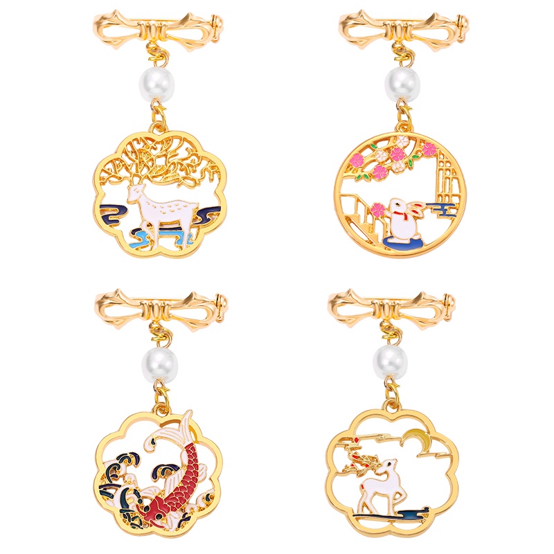 Trâm cài áo QIHE JEWELRY hình động vật nhiều kiểu tùy chọn phong cách Trung Hoa đơn giản thời trang