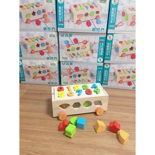 Đồ Chơi Xe Kéo Thả Hình , Thả Số Cho Bé