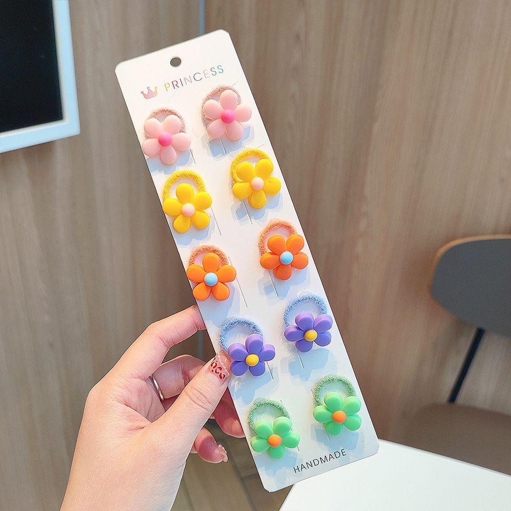 Set 10 Dây Buộc Tóc Đính Hoa / Trái Cây Dễ Thương Cho Bé Gái