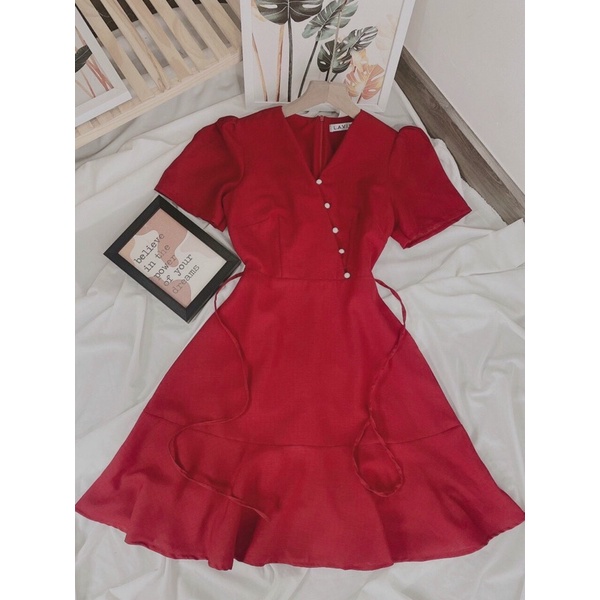 Đầm cổ tim nút Lucky BT091