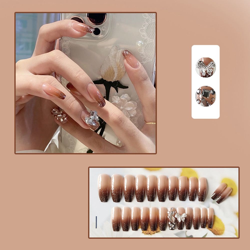 [Hàng mới về] Set 24 móng tay giả có vỏ bọc bảo vệ đầu ngón tay