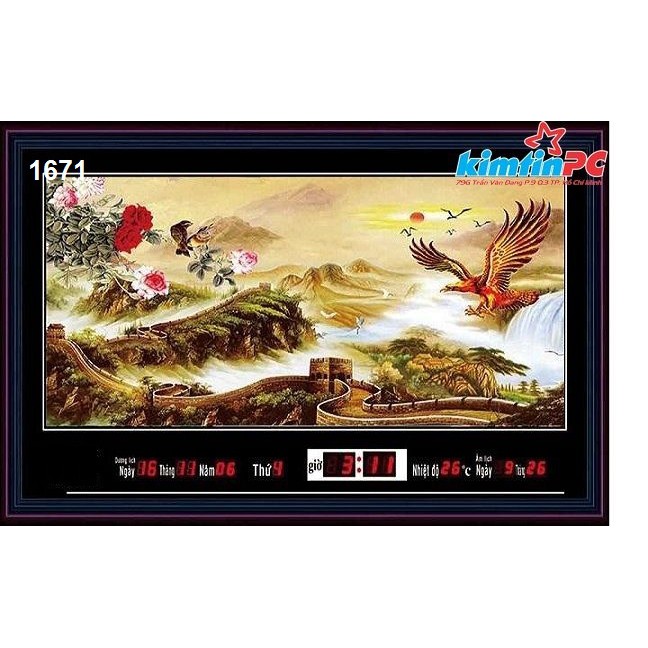 Lịch vạn niên – Tranh đèn – Đồng hồ - Khổ 48x68cm - mã 1671