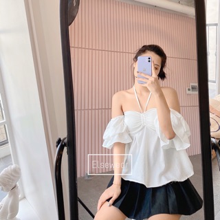 Áo trễ vai nhún ngực