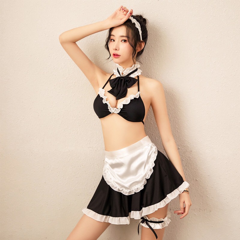 Đồ ngủ cosplay sexy nàng hầu gái bikini vòng cổ tạp dề gợi cảm 980