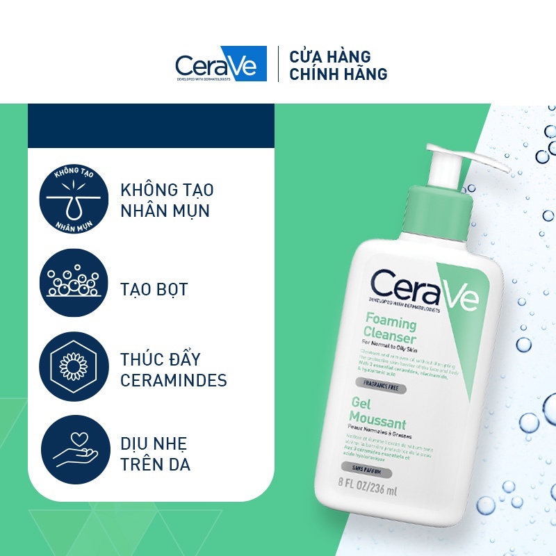 Sữa rửa mặt giúp làm sạch sâu dành cho da dầu CeraVe Foaming Facial Cleans 236ML | BigBuy360 - bigbuy360.vn