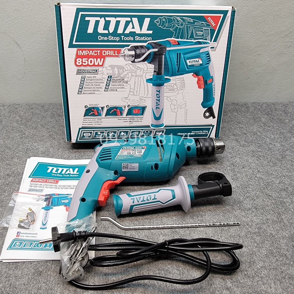 Máy khoan động lực cầm tay Total -TG109136E 850W
