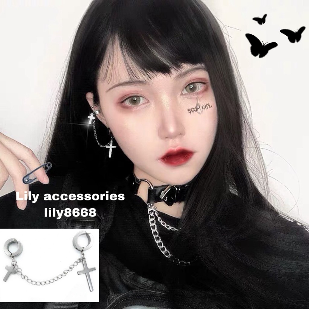 Cross Ear Cuffkẹp kẹp tai titan thánh giá nam nữ không cần xỏ lỗ không gỉ không đen không dị ứng Unisex (thánh giá nhỏ)