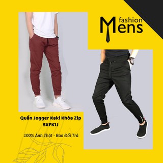 Quần jogger nam kaki khóa zip - jogger nam trơn khóa zip mắt cá nhiều màu