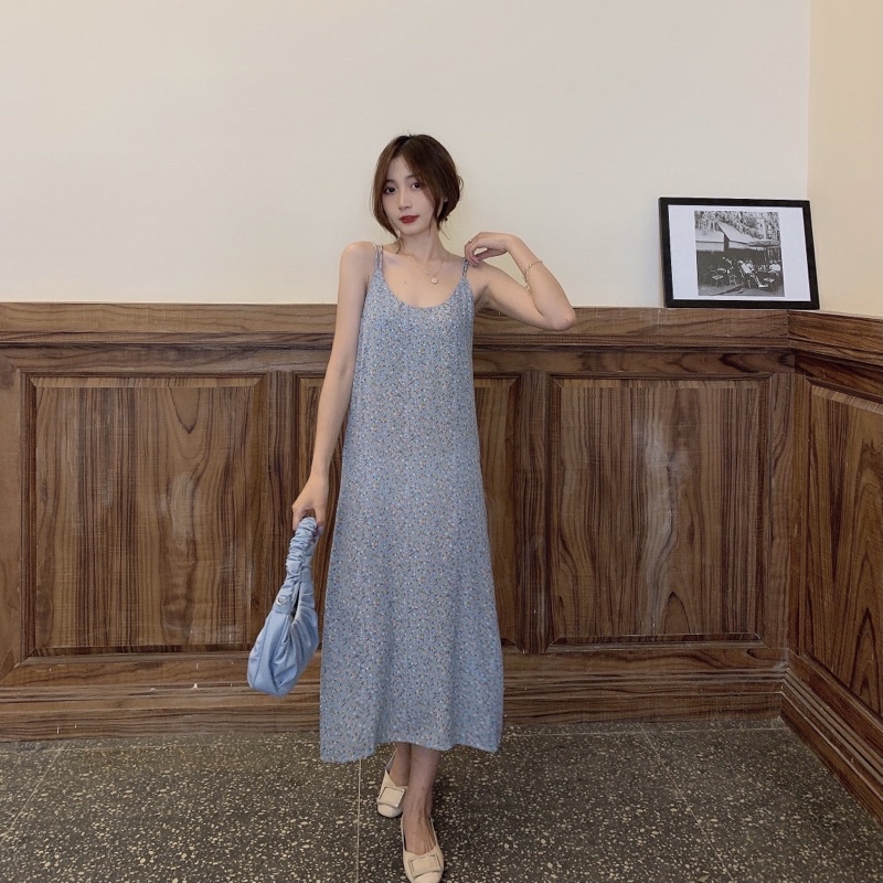 VÁY HAI DÂY HOA NHÍ ĐẦM HAI DÂY HOA NHÍ DÀI QUAI CÁCH ĐIỆU