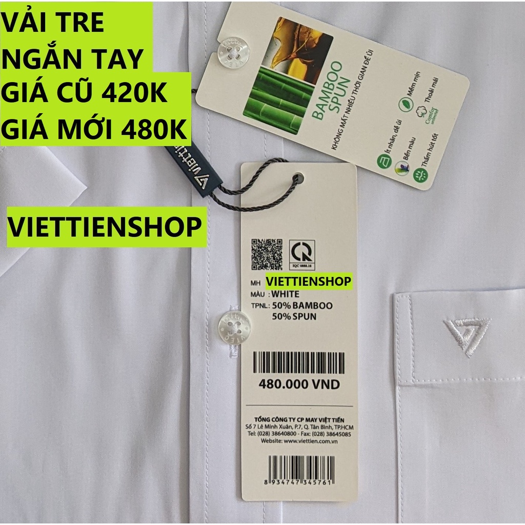 ÁO SƠ MI VIỆT TIẾN NGẮN TAY VÀ DÀI TAY MÀU TRẮNG
