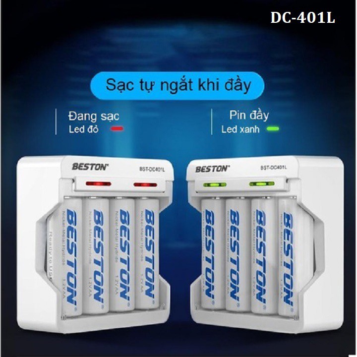 Pin sạc AA 3000 maH chính hãng Beston / Bộ sạc tự ngắt khi đầy - BT-NI 3000