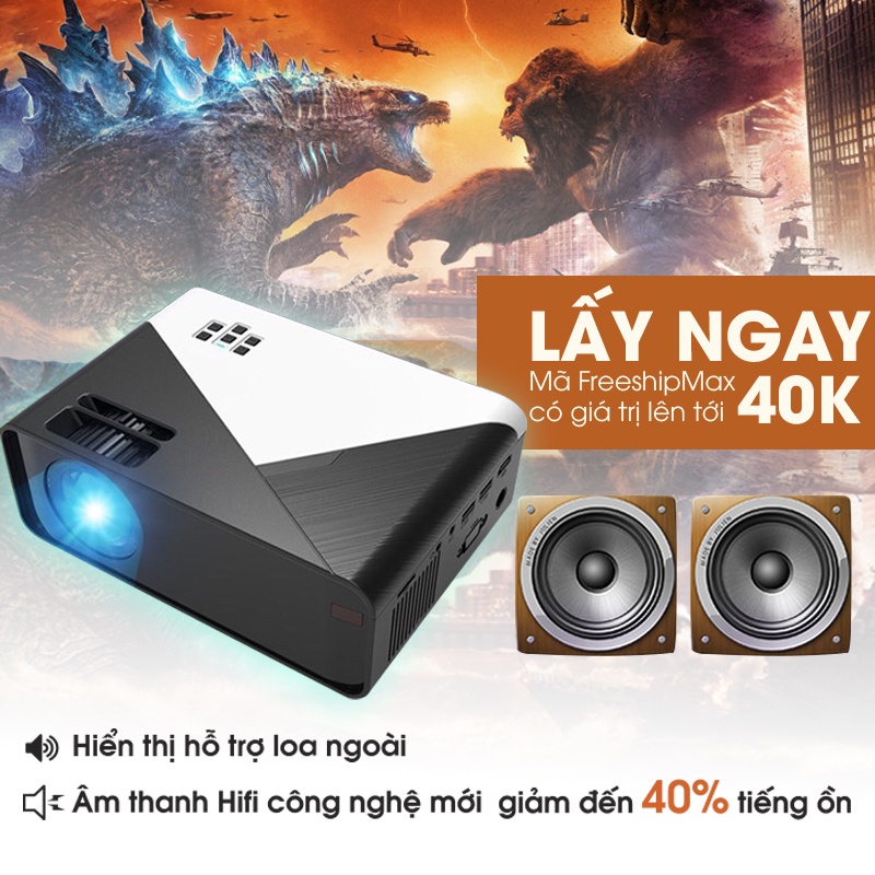 Máy chiếu mini Aluh Smart Android 2-16gb độ phân giải 1080p xem phim full HD sắc nét