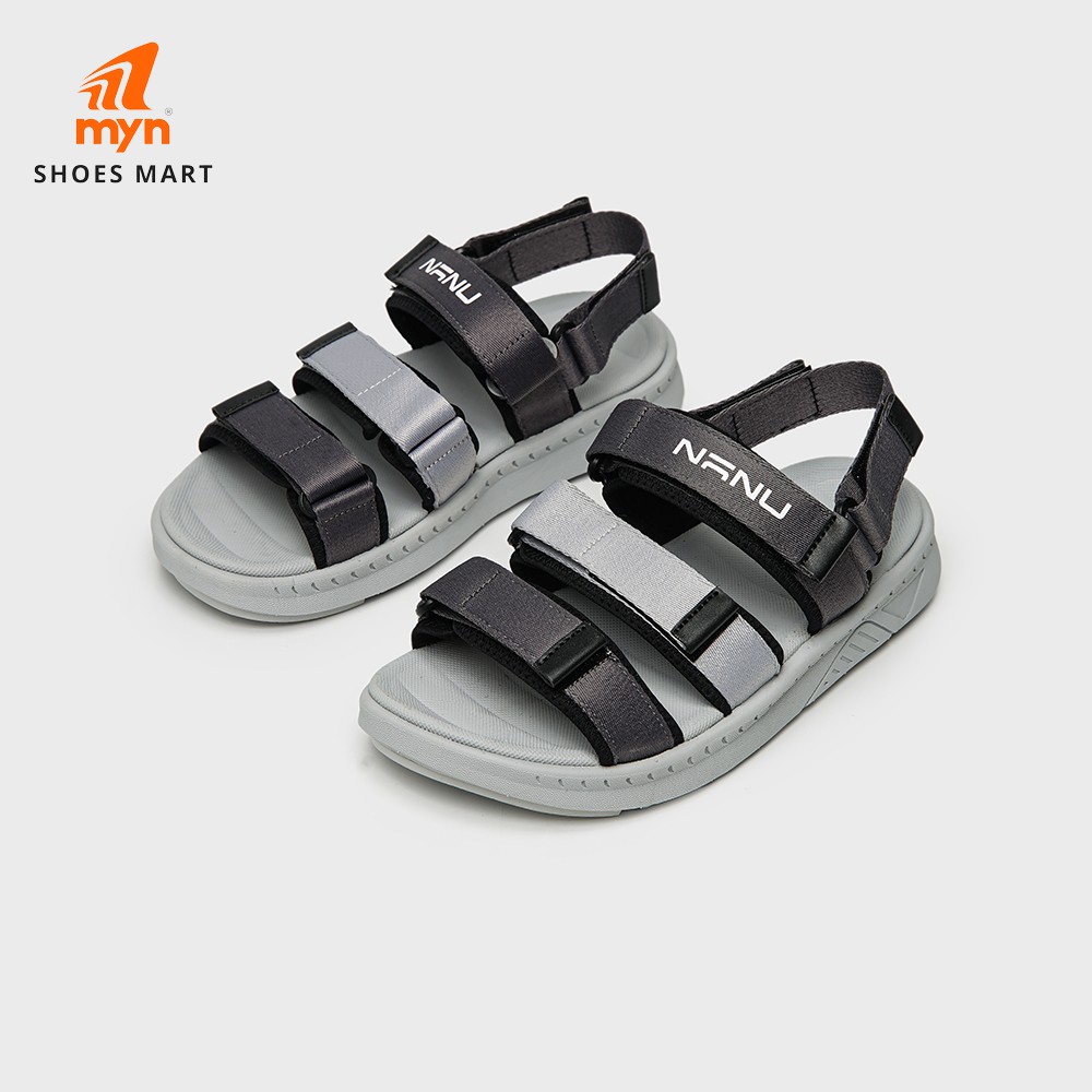 Giày Sandal Nam Nữ Nanu 11 - All grey -3 quai ngang có thể tháo quai sau