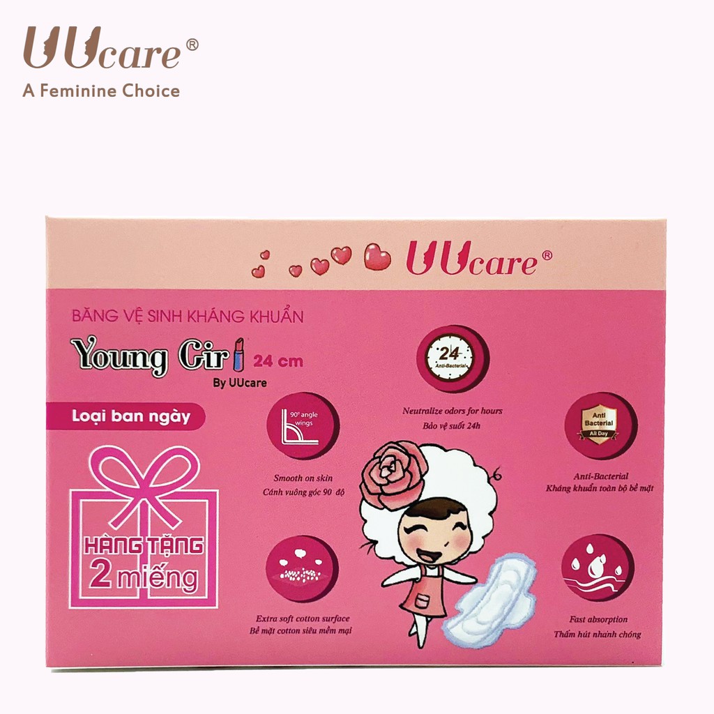 [Mã LTP50 giảm 50000 đơn 150000] Băng vệ sinh UUcare Young Girl (2 Miếng dùng thử)