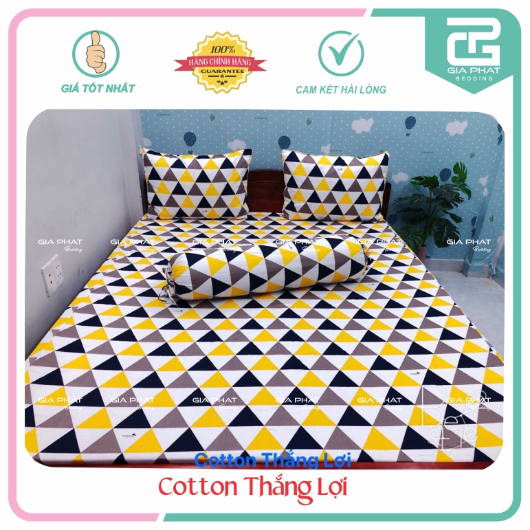 Bộ ga gối Thắng Lợi {4 món} Cotton 100% chuẩn logo họa tiết Tam Giác