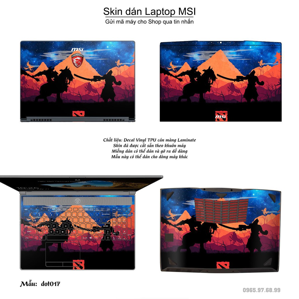 Skin dán Laptop MSI in hình Dota 2 nhiều mẫu 3 (inbox mã máy cho Shop)