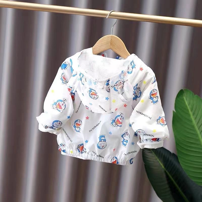Áo khoác gió lưới chống nắng hoạ tiết Doraemon/Phi hành gia cho bé gái & bé trai  N01226