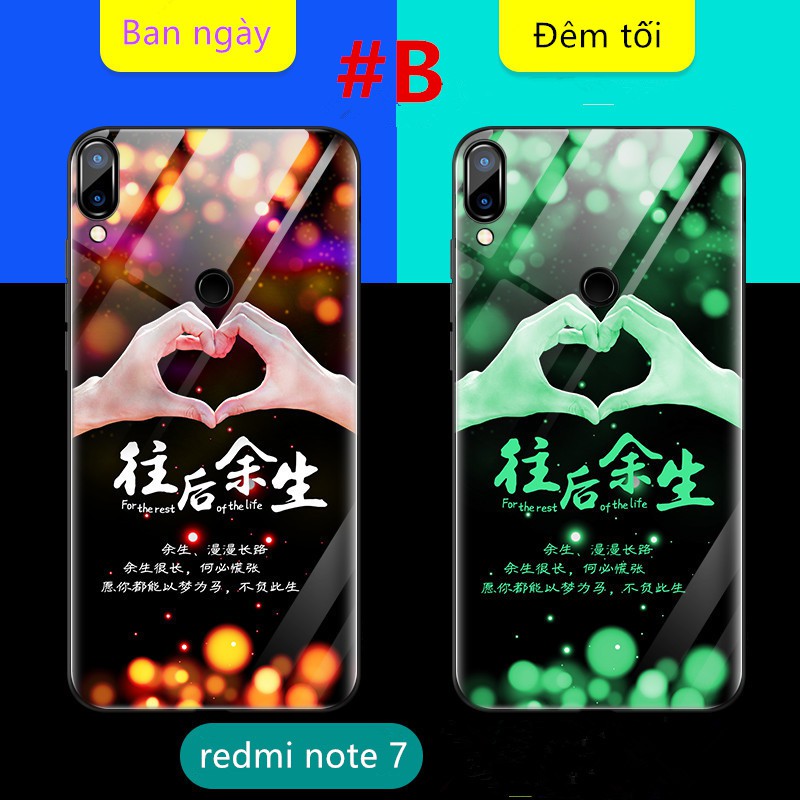 Ốp điện thoại kính cường lực dạ quang cho Xiaomi Redmi Note 8 Pro / Note7/Note 9 / redmi K20 K30 / redmi 8 8a /xiaomi 9 10 pro