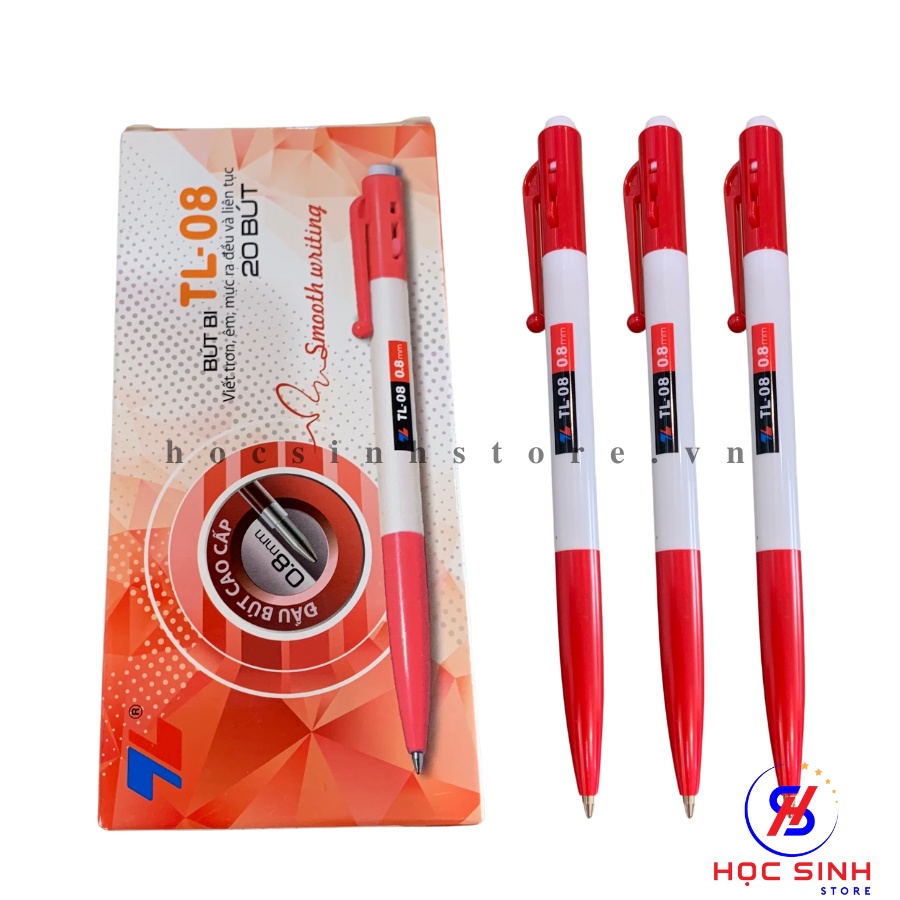 Hộp 20 cây Bút Bi Thiên Long ngòi 0.8mm TL-08 ( Xanh, đỏ, đen )