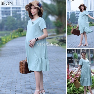 Đầm bầu váy bầu hè, váy bầu thiết kế ngắn tay dáng suông mát mềm, đầm bầu váy bầu áo bầu mặc nhà