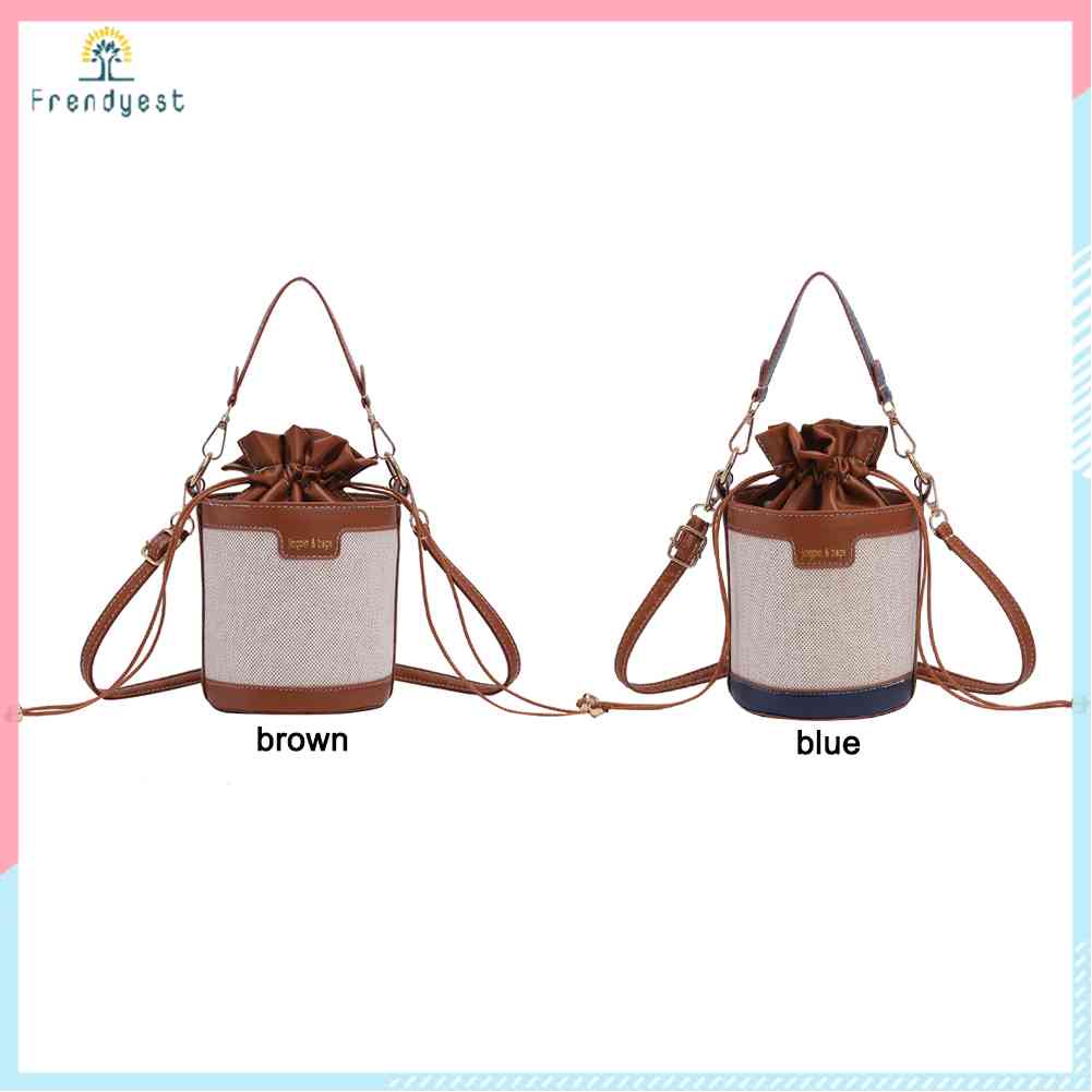 Túi Da Đeo Chéo Hình Trụ Nhỏ Dây Rút Phong Cách Vintage Thời Trang Cho Nữ