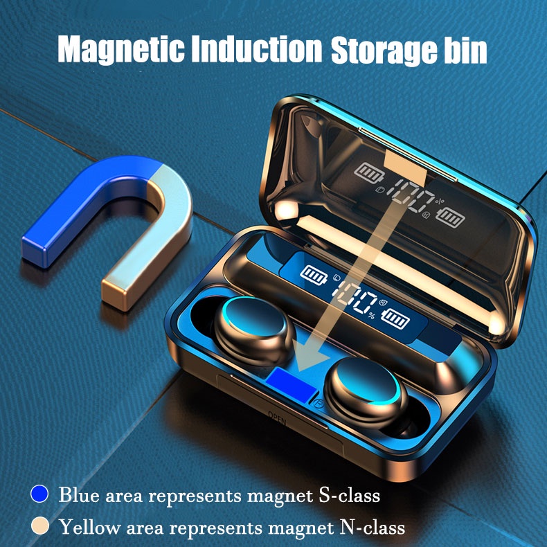 Tai nghe không dây F9 5C Bluetooth 5.0 chống ồn Tai nghe thể thao chống thấm nước Tai nghe cảm ứng trong tai cho tất cả điện thoại thông minh