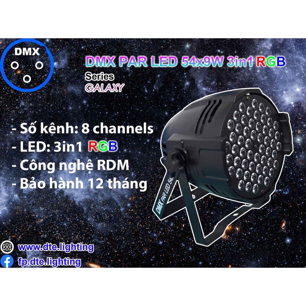 Đèn DMX Par LED 54x9W 3in1 RGB