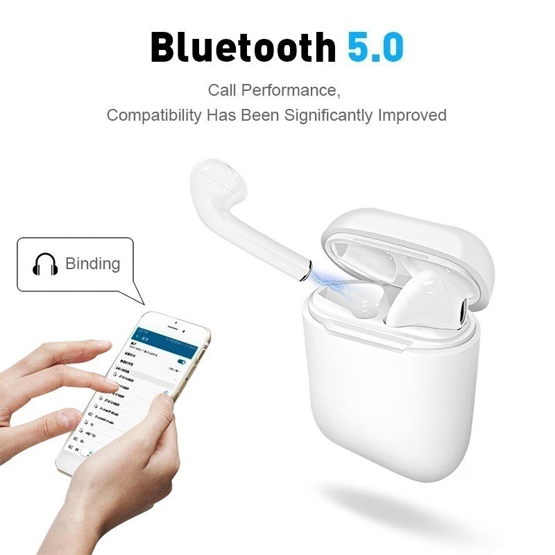 Original New i12 TWS Wireless earphones Bluetooth Mini Earbuds 5.0 Pink For iPho