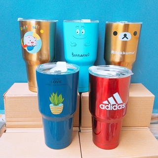 Ly giữ nhiệt nhôm +túi xách + uống hút nhôm 900ml hình cute