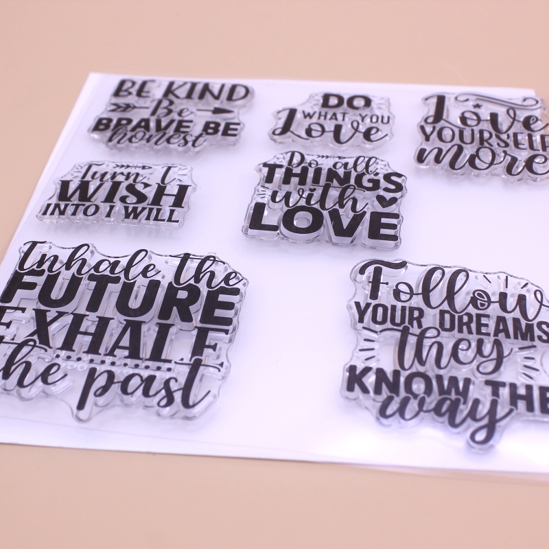 Con Dấu Trong Suốt In Nổi Họa Tiết Chữ Handmade AOTO Faith Encouragement Dùng Trang Trí