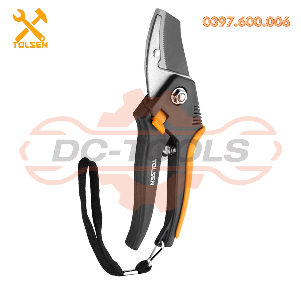 KÉO CẮT CÀNH 31020 Kích thước: 8&quot;/200mm, Đường kính cắt 12mm Tay cầm không trơn trượt, có khóa DC-TOOLS