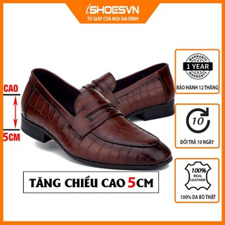 Giày da nam tăng chiều cao ISHOESVN IS168 - Giày lười công sở giày ishoes