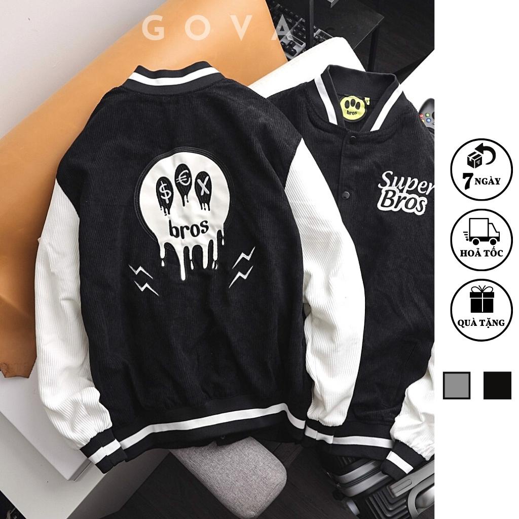 Áo Khoác Nhung Gân Tăm SUPER BROS Form Rộng Ulzzang, Áo Khoác Nhung Nam Nữ Cực Đẹp GOVA