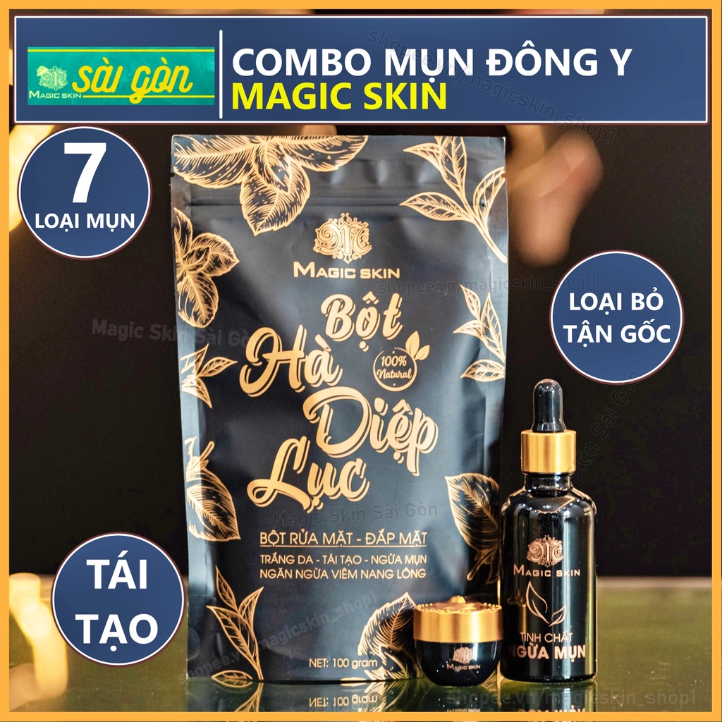 COMBO Ngừa mụn Magic Skin 3 sản phẩm NGỪA MỤN, NGỪA THÂM, HÀ DIỆP LỤC