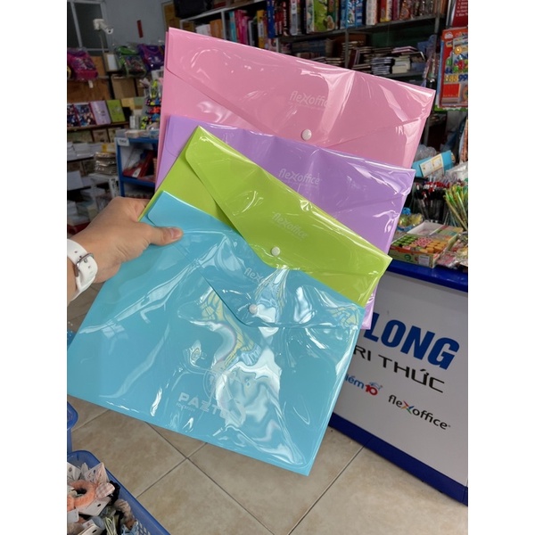 Combo 5 bìa nút Pazto màu Pastel A4 Thiên Long FO-CBF009