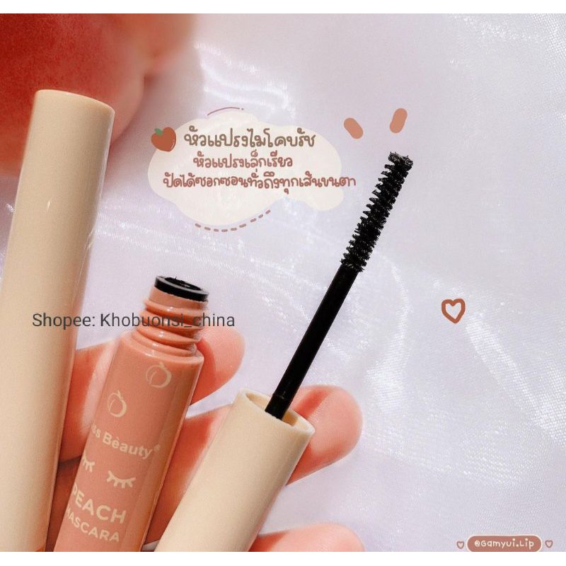Mascara Chuốt Mi Siêu Mảnh và Cong Mi Đào PEACH KISS BEAUTY Kháng Nước Không Lem Trôi Đầu Chải Siêu Mảnh | BigBuy360 - bigbuy360.vn