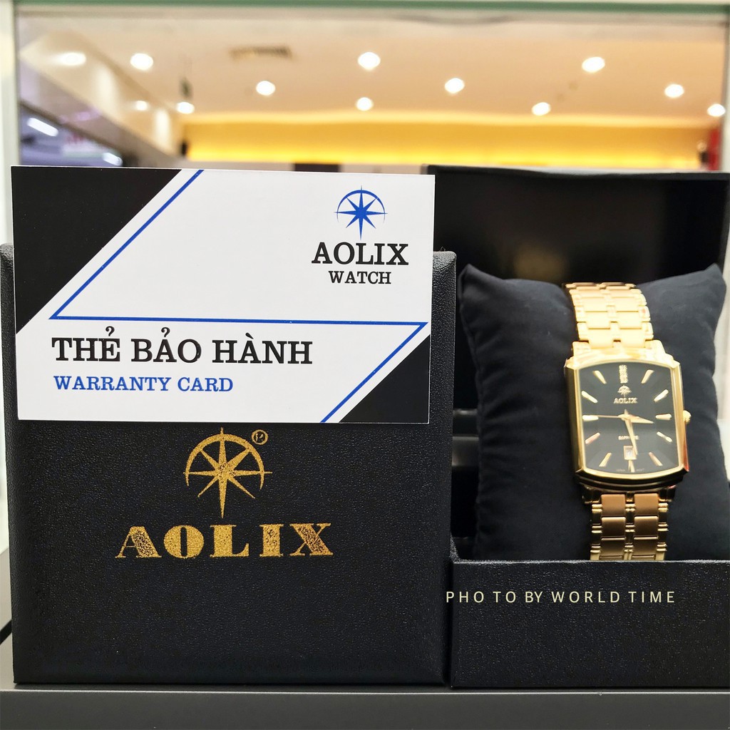 Đồng hồ Nam Aolix AL 9099G G [Full hộp , Thẻ bảo hành hãng] Kính Sapphire chống xước chống nước,Dây thép