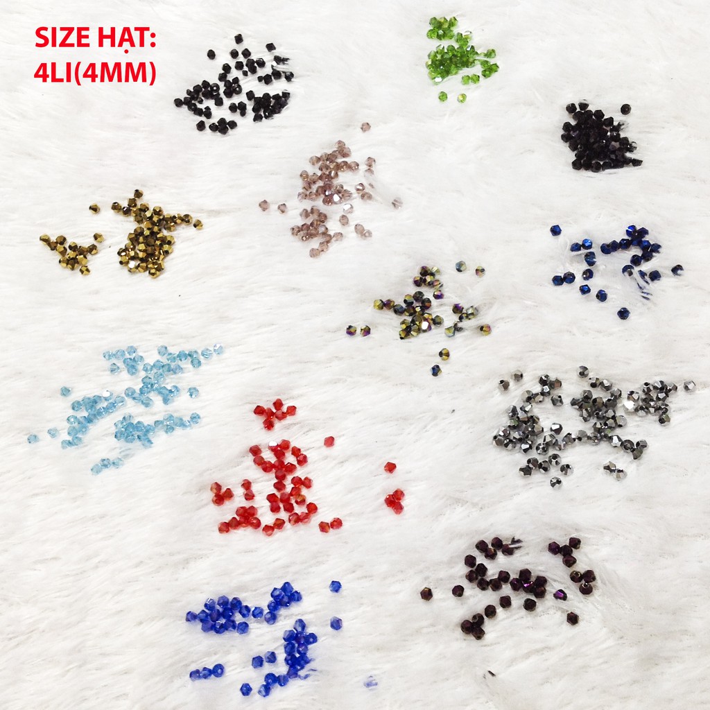 Hạt đá pha lê làm trang sức vòng tay hình thoi size 4mm đính kết áo